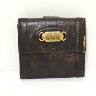 グッチ(Gucci)のGUCCI(グッチ) Wホック財布 シマライン 145747 ダークブラウン レザー(財布)