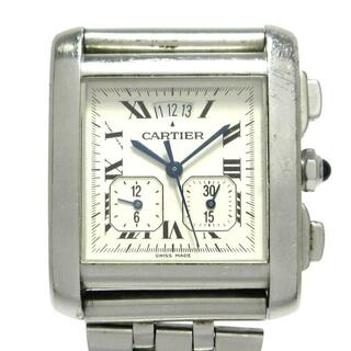 カルティエ(Cartier)のCartier(カルティエ) 腕時計 タンクフランセーズクロノリフレックス W5101455 メンズ SS/社外ベルト/クロノグラフ/パーペチャルカレンダー アイボリー(その他)