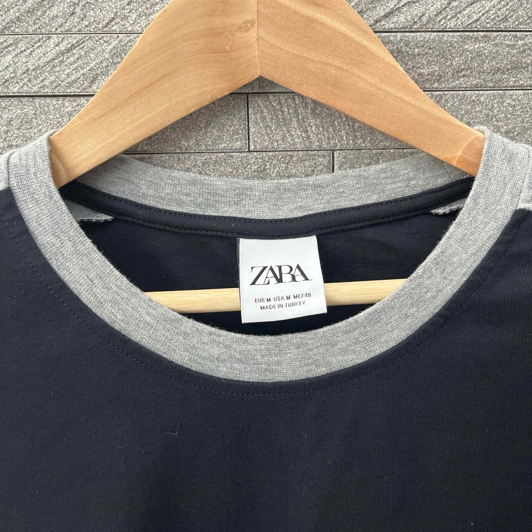 ZARA(ザラ)のザラ ZARA MAN 半袖 Ｔシャツ トリカラー ブラックトップス Mグレー メンズのトップス(Tシャツ/カットソー(半袖/袖なし))の商品写真