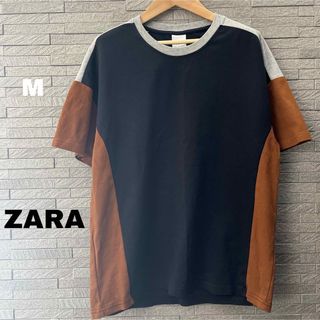 ザラ(ZARA)のザラ ZARA MAN 半袖 Ｔシャツ トリカラー ブラックトップス Mグレー(Tシャツ/カットソー(半袖/袖なし))