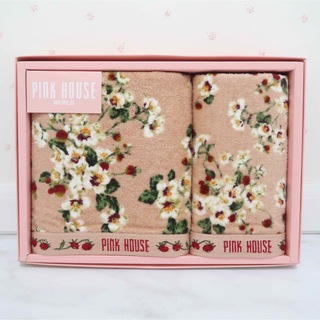 ピンクハウス(PINK HOUSE)のピンクハウス 花と野いちご フェイスタオル＆ウォッシュタオル 2枚セット(タオル/バス用品)