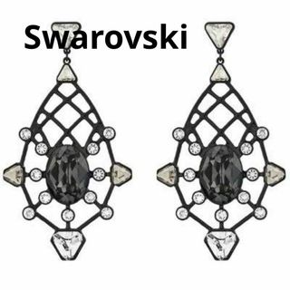 スワロフスキー(SWAROVSKI)のスワロフスキー　Brunette ピアス　箱付き　大振り　ブラック　シルバー(ピアス)