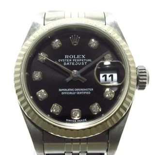 ロレックス(ROLEX)のROLEX(ロレックス) 腕時計 デイトジャスト 79174G レディース SS×K18WG/10P新型ダイヤ/17コマ+余り4コマ(1コマ落ち) 黒(腕時計)