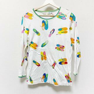 LEONARD - LEONARD(レオナール) 長袖Tシャツ サイズM レディース美品  - 白×ライトグリーン×マルチ クルーネック/靴