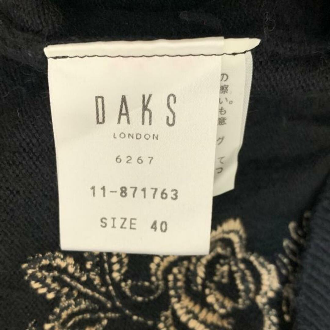 DAKS(ダックス)のDAKS(ダックス) 長袖カットソー サイズ40 L レディース美品  - 黒×ベージュ 刺繍 レディースのトップス(カットソー(長袖/七分))の商品写真