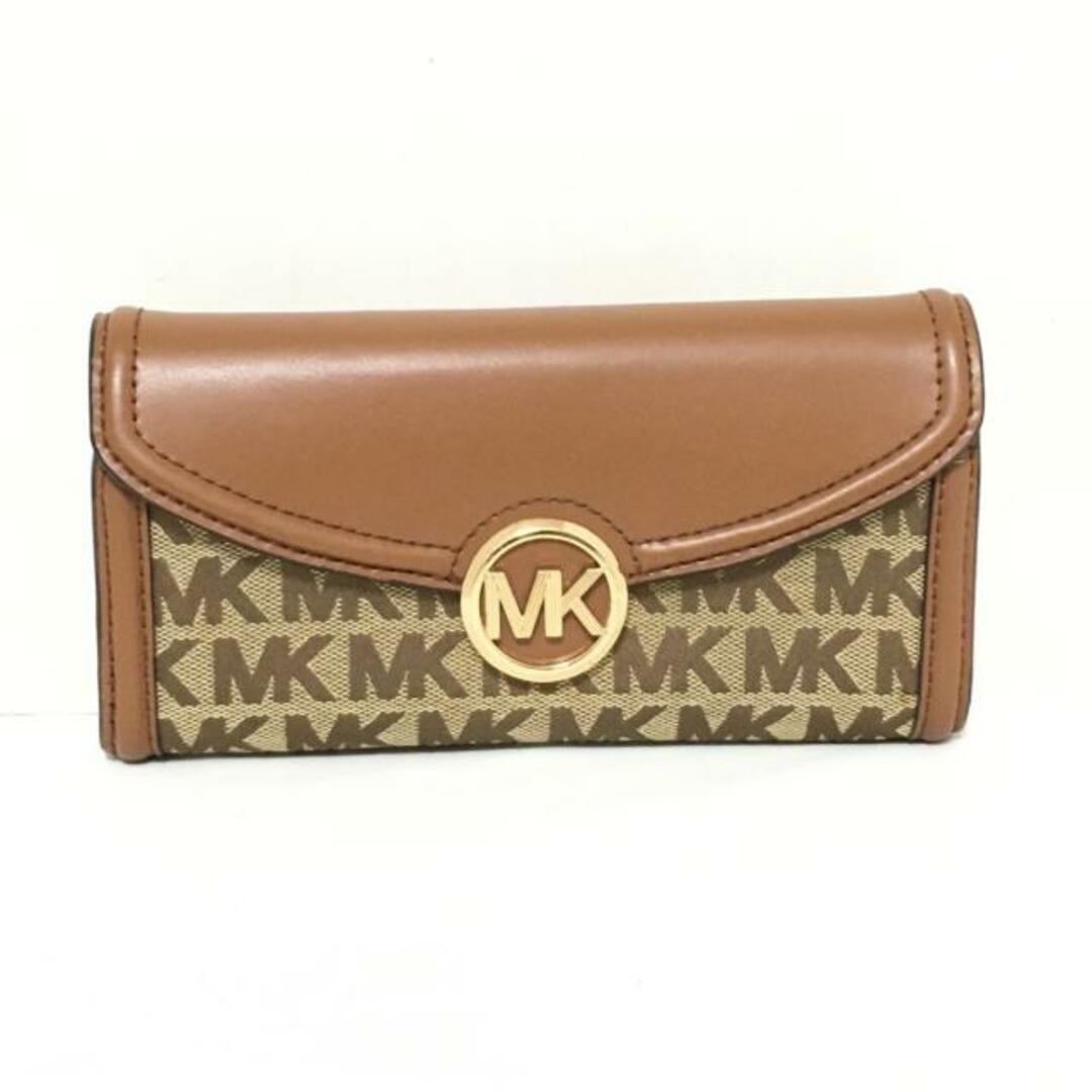 Michael Kors(マイケルコース)のMICHAEL KORS(マイケルコース) 長財布 - ベージュ×ダークブラウン ジャガード×レザー レディースのファッション小物(財布)の商品写真