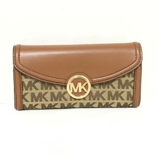 マイケルコース(Michael Kors)のMICHAEL KORS(マイケルコース) 長財布 - ベージュ×ダークブラウン ジャガード×レザー(財布)