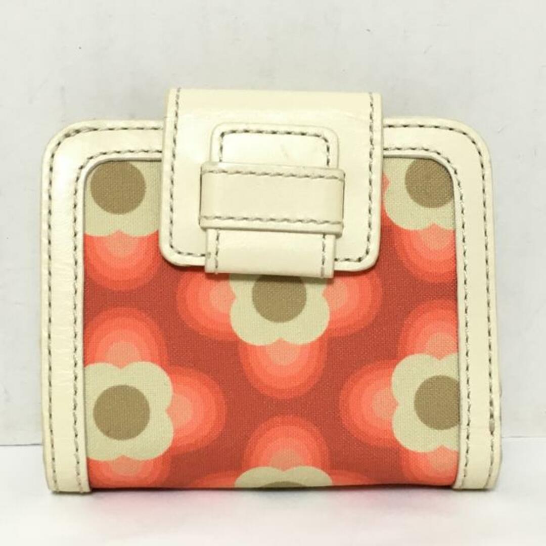 Orla Kiely(オーラカイリー)のorla kiely(オーラカイリー) 2つ折り財布 - レッド×アイボリー×ボルドー 花柄 ナイロン×レザー レディースのファッション小物(財布)の商品写真