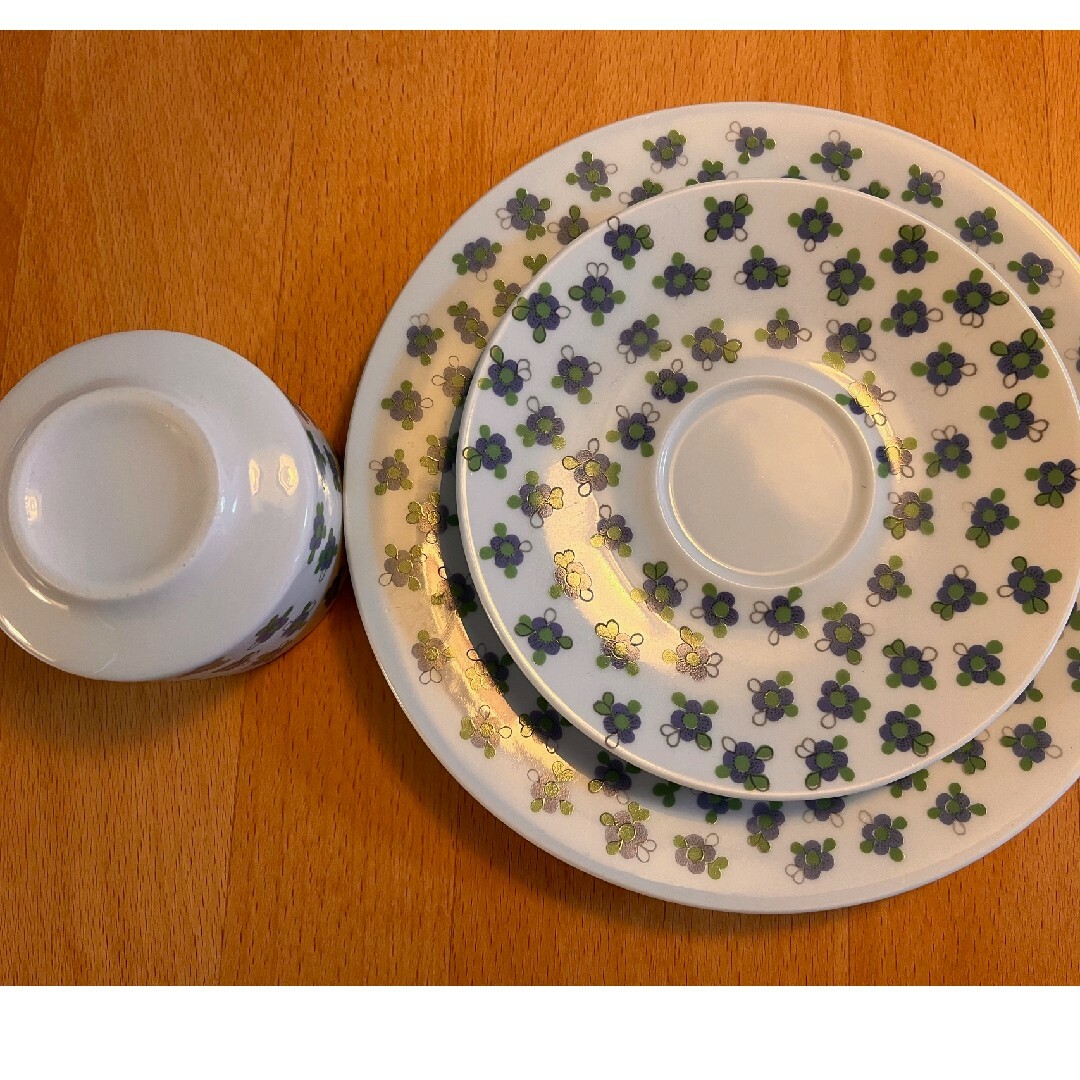 ARABIA(アラビア)のARABIA pikkukukka(ピッククッカ)　青　トリオ インテリア/住まい/日用品のキッチン/食器(食器)の商品写真