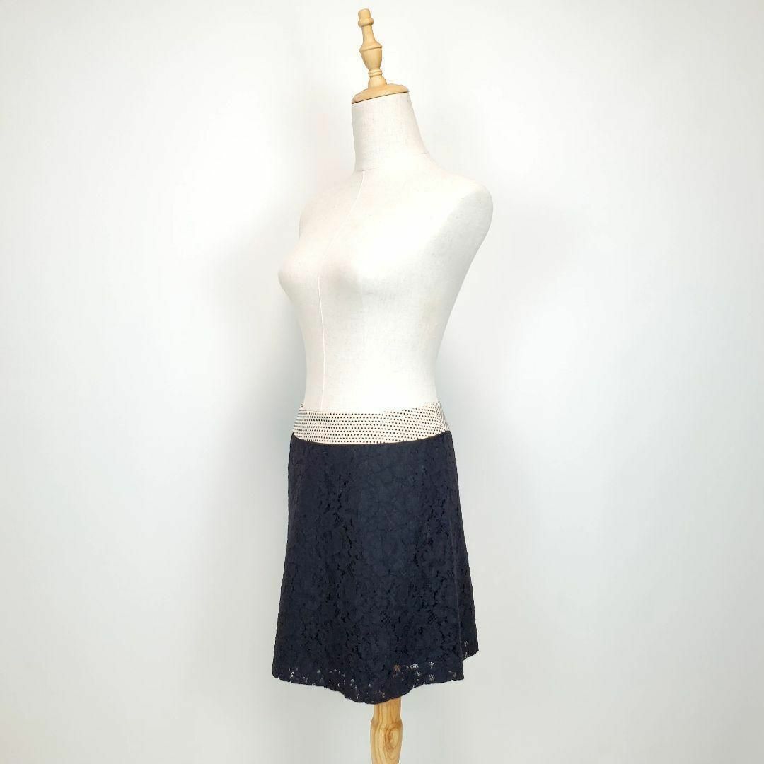ABAHOUSE(アバハウス)のLadeアバハウス36サイズ黒色ミニスカート花柄レースドット柄 レディースのスカート(ミニスカート)の商品写真