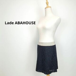 アバハウス(ABAHOUSE)のLadeアバハウス36サイズ黒色ミニスカート花柄レースドット柄(ミニスカート)
