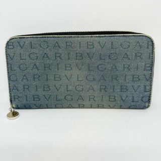 ブルガリ(BVLGARI)のBVLGARI(ブルガリ) 長財布 ロゴマニア ネイビー ラウンドファスナー デニム(財布)