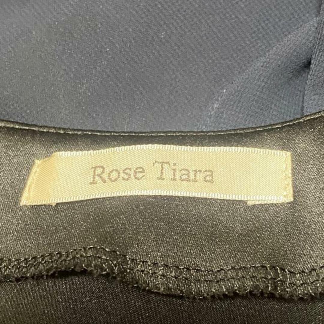 Rose Tiara(ローズティアラ)のRose Tiara(ローズティアラ) ワンピース サイズ42 L レディース - ダークネイビー×黒 クルーネック/七分袖/ひざ丈/リボン レディースのワンピース(その他)の商品写真