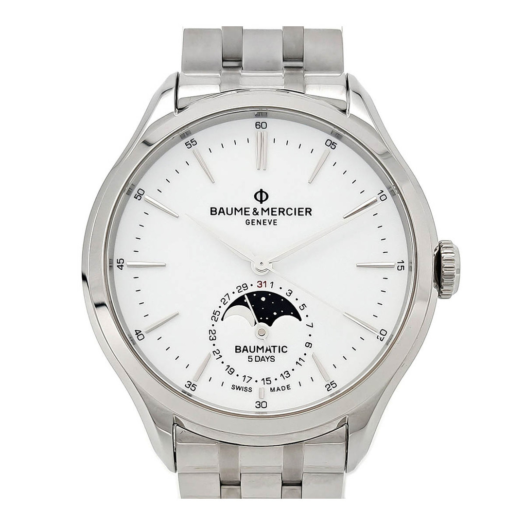 BAUME&MERCIER(ボームエメルシエ)のボーム＆メルシエ クリフトン ボーマティック デイト ムーンフェイズ M0A10552 自動巻き ステンレススティール メンズ Baume & Mercier 【中古】 【時計】 メンズの時計(腕時計(アナログ))の商品写真