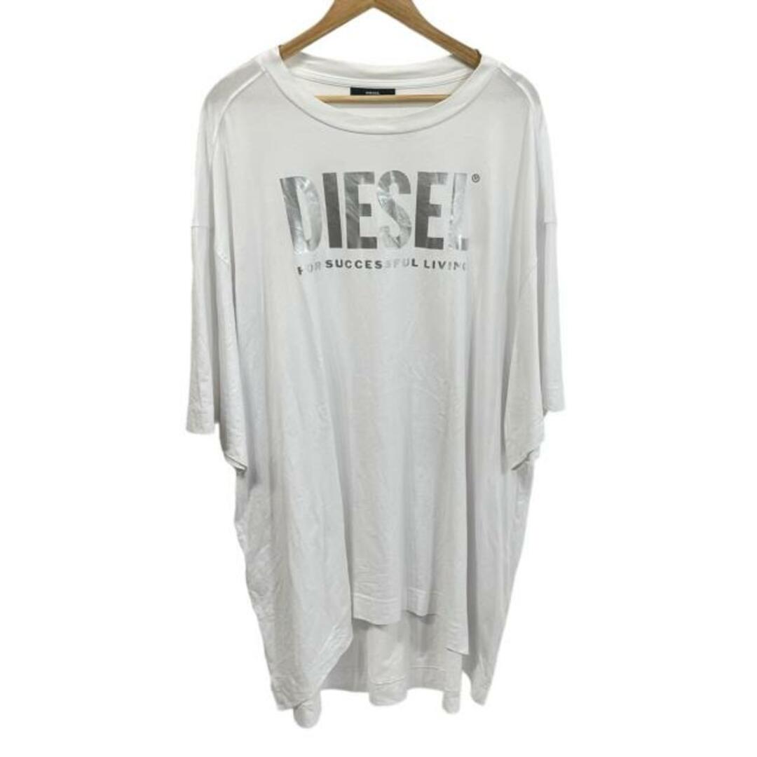 DIESEL(ディーゼル)のDIESEL(ディーゼル) 半袖Tシャツ サイズXXS XS メンズ美品  - 白×シルバー ロング丈 メンズのトップス(Tシャツ/カットソー(半袖/袖なし))の商品写真