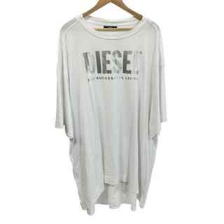 ディーゼル(DIESEL)のDIESEL(ディーゼル) 半袖Tシャツ サイズXXS XS メンズ美品  - 白×シルバー ロング丈(Tシャツ/カットソー(半袖/袖なし))