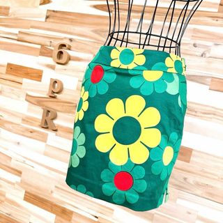 ラウドマウス(Loudmouth)の【ラウドマウス】フラワー 花柄 スカート 総柄 刺繍ロゴ ゴルフ S相当 緑×黄(ウエア)