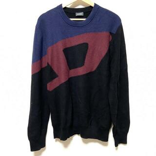 DIESEL(ディーゼル) 長袖セーター サイズXL メンズ美品  - 黒×ネイビー×ボルドー クルーネック