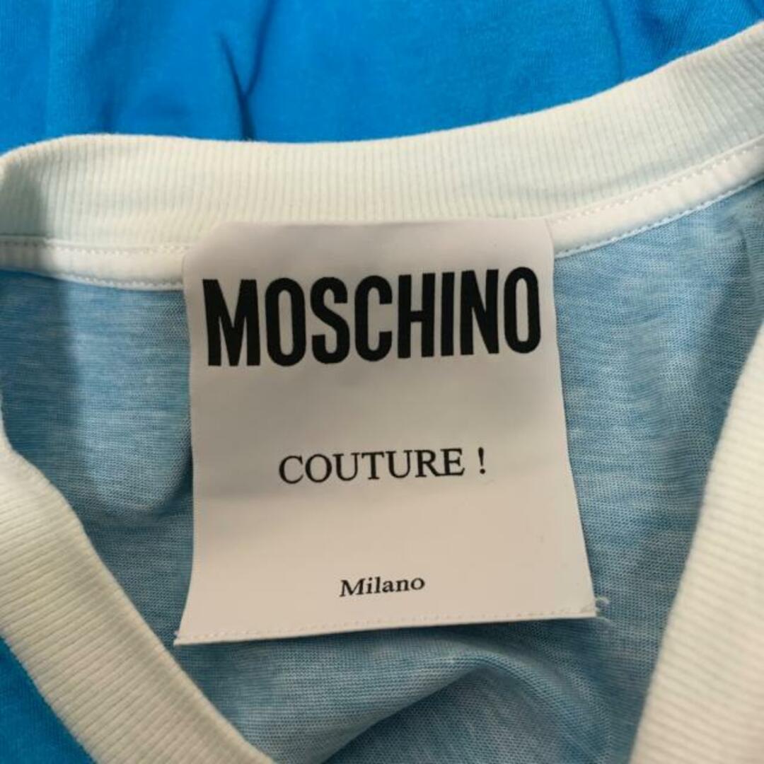 MOSCHINO(モスキーノ)のMOSCHINO(モスキーノ) 半袖Tシャツ サイズXS メンズ美品  - ライトブルー×白×マルチ クルーネック メンズのトップス(Tシャツ/カットソー(半袖/袖なし))の商品写真