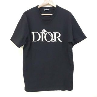 クリスチャンディオール(Christian Dior)のDIOR/ChristianDior(ディオール/クリスチャンディオール) 半袖Tシャツ サイズM メンズ美品  - 黒×白×グレー クルーネック/刺繍(Tシャツ/カットソー(半袖/袖なし))