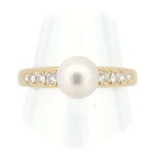 ミキモト(MIKIMOTO)の目立った傷や汚れなし ミキモト パール ダイヤモンド リング 指輪 11号 6.9ミリ K18YG(18金 イエローゴールド)(リング(指輪))