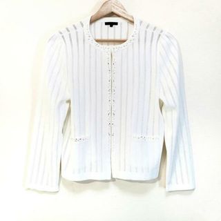 トゥービーシック(TO BE CHIC)のTO BE CHIC(トゥービーシック) カーディガン サイズ42 L レディース美品  - 白 長袖/パール/スパンコール/ラインストーン(カーディガン)