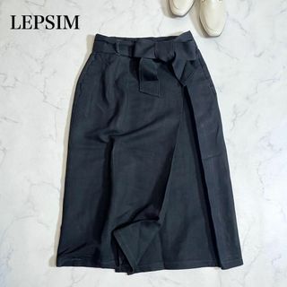 LEPSIM - LEPSIM ラップ風スカート　リボン　黒　タイト　膝下　ブラック　S