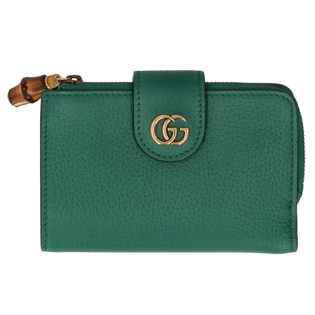 Gucci(グッチ)のグッチ ダブルG ミディアム ウォレット  739498 AABXM 3120 レザー レディース エメラルドグリーン【中古】 レディースのファッション小物(財布)の商品写真