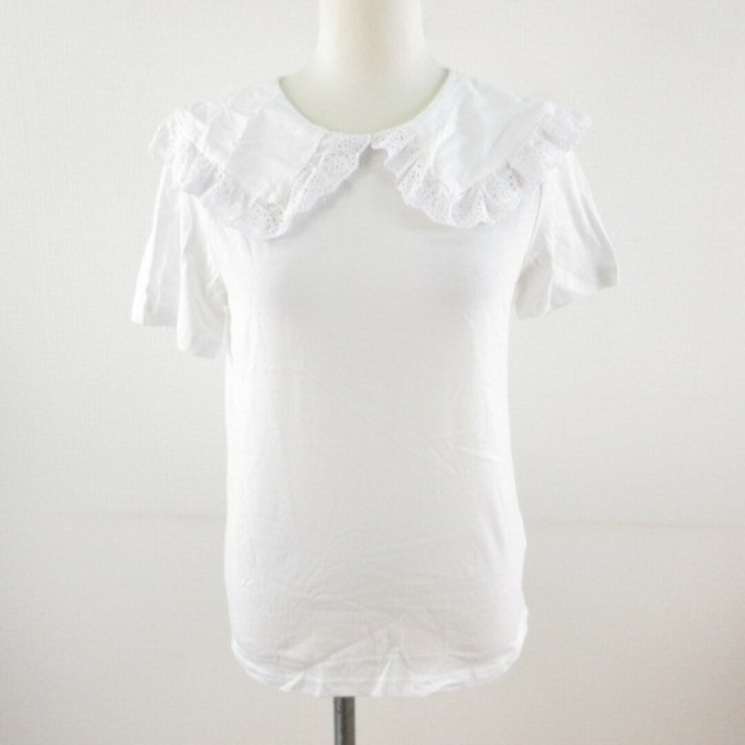 H&M(エイチアンドエム)のエイチ&エム H&M カットソー Tシャツ 半袖 衿付き レース 白 XS レディースのトップス(Tシャツ(半袖/袖なし))の商品写真