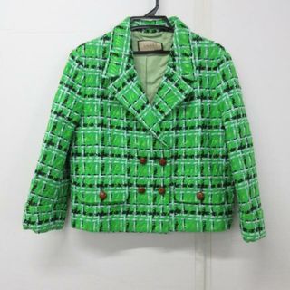 グッチ(Gucci)のGUCCI(グッチ) ジャケット サイズ36 S レディース美品  702794 グリーン×白×黒 ツイード(その他)