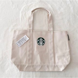 スターバックス(Starbucks)の【新品未使用】スターバックス　トートバッグ　キャンバス生地　白　少々汚れあり(トートバッグ)