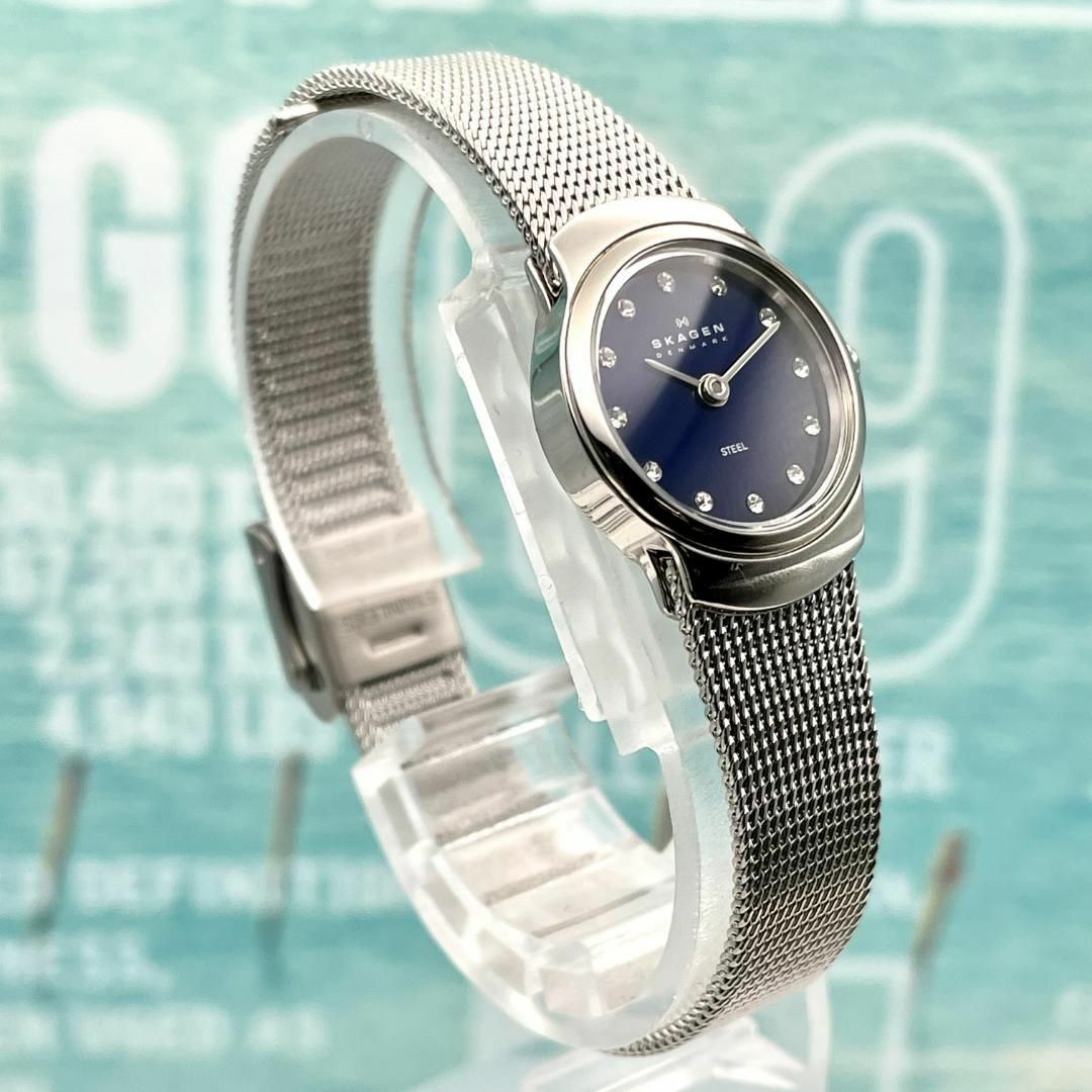 SKAGEN(スカーゲン)の極美品■稼働 スカーゲン ダイア 編み込み デンマーク レディース 腕時計 レディースのファッション小物(腕時計)の商品写真