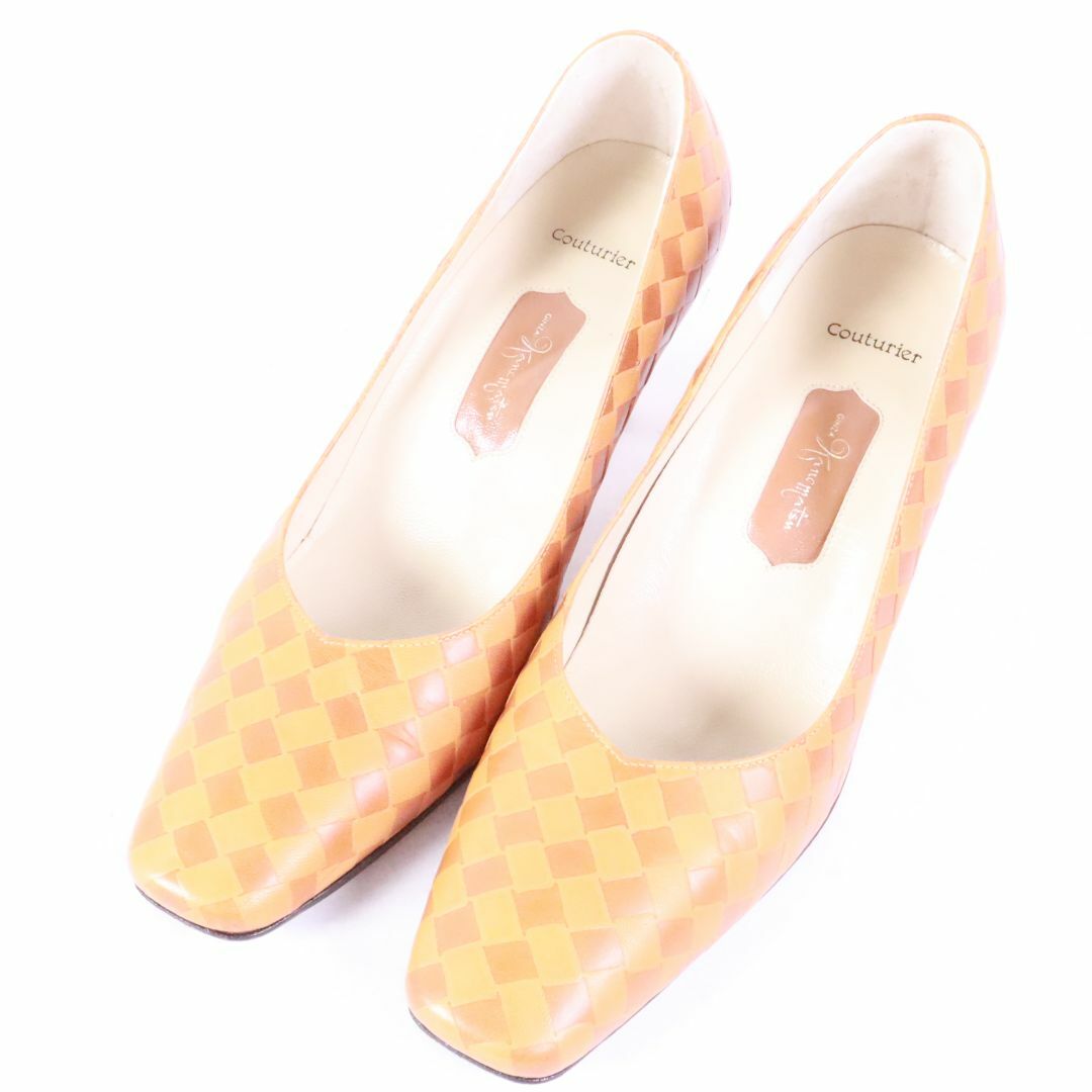 GINZA Kanematsu(ギンザカネマツ)の銀座カネマツ　靴　チェック柄　ベージュ　23.5 レディースの靴/シューズ(ハイヒール/パンプス)の商品写真