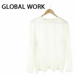 グローバルワーク(GLOBAL WORK)のグローバルワーク 長袖Tシャツ ロンT シンプル L 白 230131AO6A(Tシャツ/カットソー(七分/長袖))