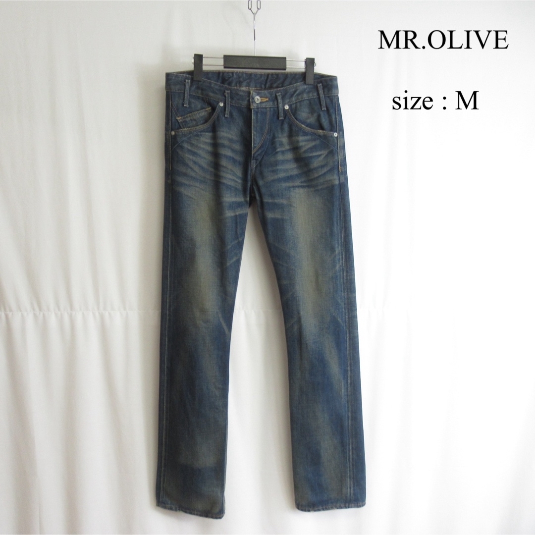 Mr.OLIVE(ミスターオリーブ)のMR.OLIVE ヴィンテージ加工 ストレート デニム パンツ ジーンズ 31 メンズのパンツ(デニム/ジーンズ)の商品写真