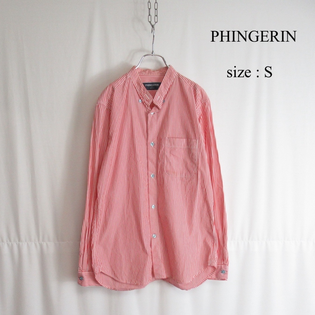 PHINGERIN(フィンガリン)のPHINGERIN バンドカラー ストライプ シャツ ノーカラーシャツ S メンズのトップス(シャツ)の商品写真