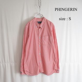 フィンガリン(PHINGERIN)のPHINGERIN バンドカラー ストライプ シャツ ノーカラーシャツ S(シャツ)