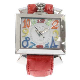 ガガミラノ(GaGa MILANO)のGaGa MILANO ガガミラノ ナポレオーネ ステンレススチール クォーツ 革ベルト 腕時計 シルバー/レッド 6000.1(腕時計(アナログ))