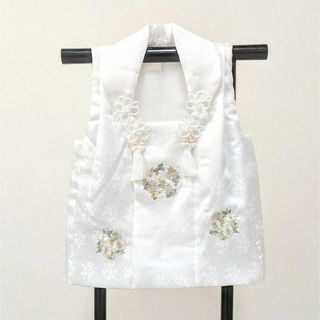 【正絹】 絹100％ 七五三 3歳 被布コート 単品 白 刺繍 SH11-2(和服/着物)