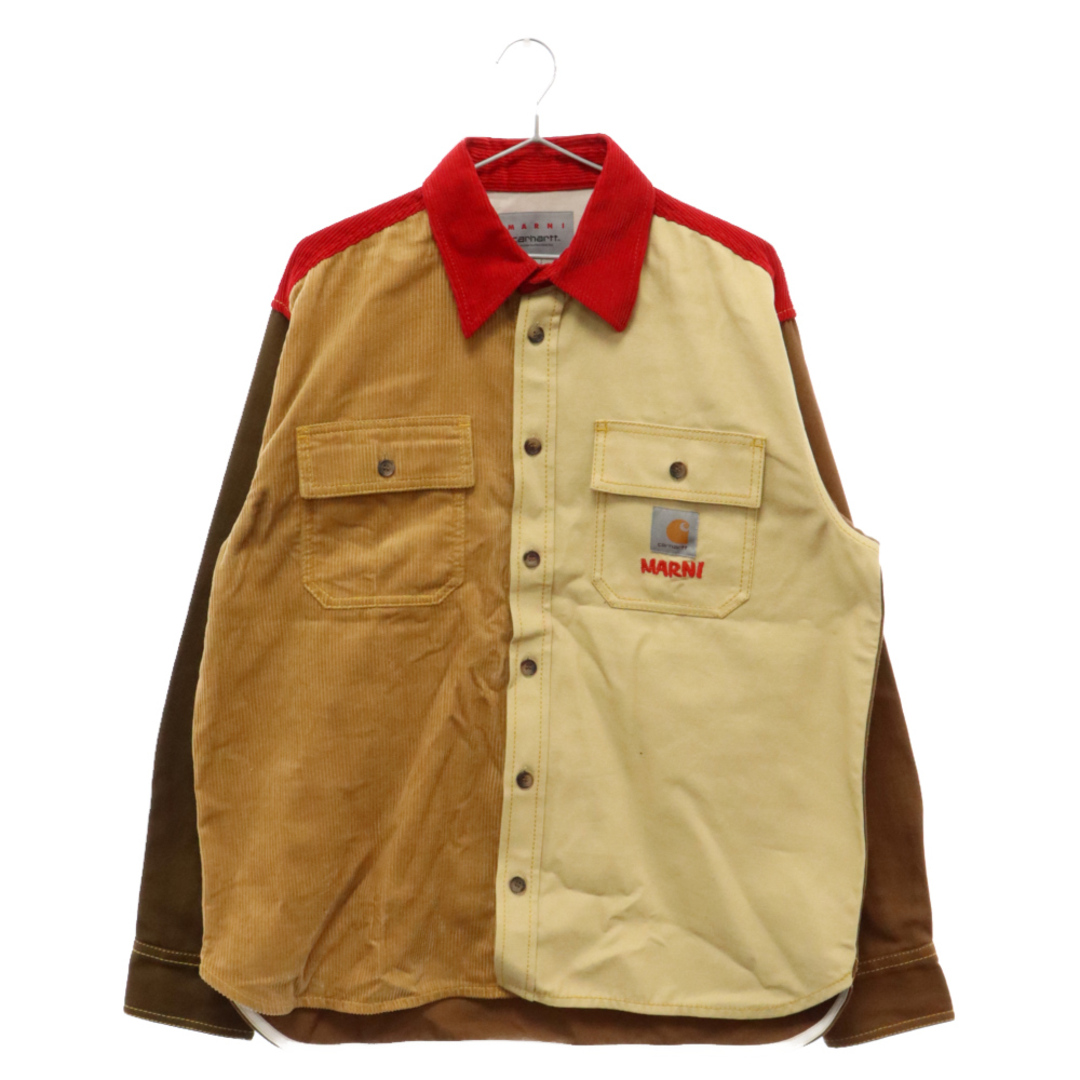 Marni(マルニ)のMARNI マルニ 23SS Carhartt WIP Bio Cotton Color Block Over Shirt カラーブロックオーバーロングスリーブ 長袖シャツ ブラウン 80431.22PO01567 メンズのトップス(シャツ)の商品写真