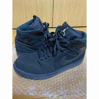 ナイキ(NIKE)の美品ナイキ エアジョーダン 1MID ブラック554724-040(スニーカー)