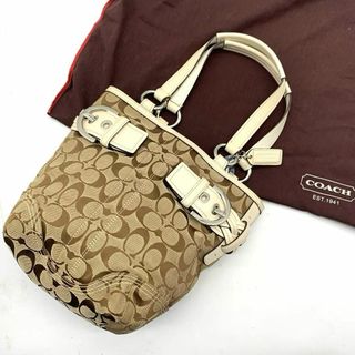 コーチ(COACH)のコーチ ハンドバッグ キャンバス レザー 白 ベージュ(その他)