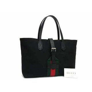 グッチ(Gucci)の■新品同様■ GUCCI グッチ 337070 シェリーライン ナイロン×レザー トートバッグ ショルダーバッグ ブラック系 FA1413(トートバッグ)