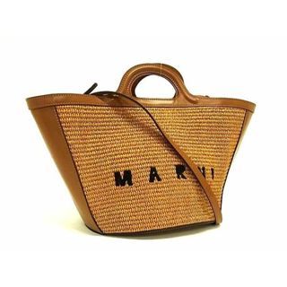 マルニ(Marni)の■新品同様■ MARNIマルニ トロピカリア ラフィア×レザー 2WAY ハンドバッグ ショルダー レディース ブラウン系 FA1393(その他)