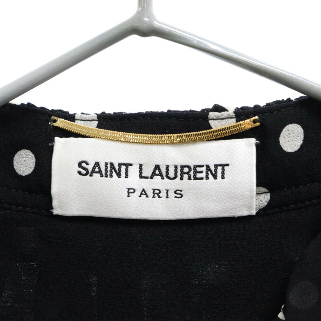 Saint Laurent(サンローラン)のSAINT LAURENT PARIS サンローランパリ シルク ドット フリル プルオーバー ワンピース ブラウス 645997 Y5B66 レディース メンズのトップス(Tシャツ/カットソー(七分/長袖))の商品写真