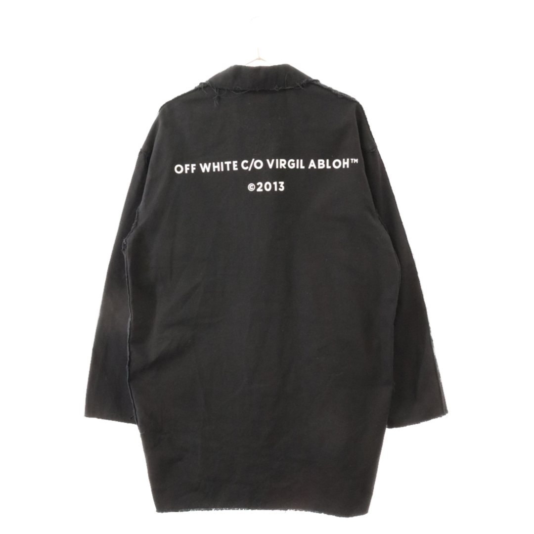 OFF-WHITE(オフホワイト)のOFF-WHITE オフホワイト Virgil Abloh ヴァージルアブロー ロゴ ダメージ加工コート ジャケット ブラック メンズのジャケット/アウター(フライトジャケット)の商品写真