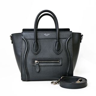 セリーヌ(celine)のセリーヌ ナノショッパー ラゲージ ハンドバッグ レザー ブラック レディース CELINE  中古(ハンドバッグ)