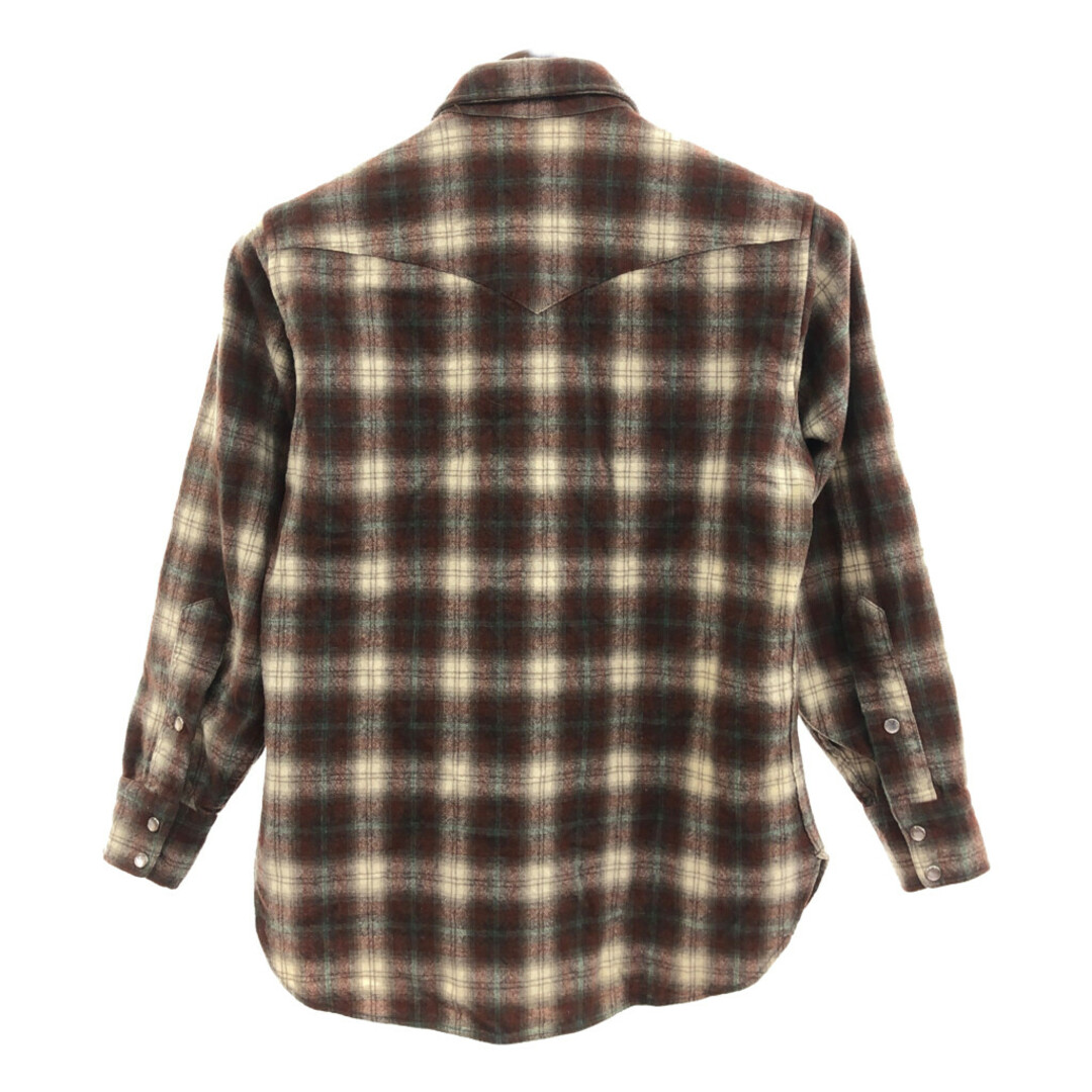 PENDLETON(ペンドルトン)の80年代 PENDLETON ペンドルトン ウール ウエスタンシャツ トップス アメカジ チェック ブラウン (メンズ M) 中古 古着 Q0128 メンズのトップス(シャツ)の商品写真