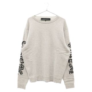 クロムハーツ(Chrome Hearts)のCHROME HEARTS クロムハーツ Y NOT ARM LOGO EMBROIDERY CASHMERE CREW SWEATER ワイノット アームロゴ刺繍カシミアニットプルオーバー クルーネックセーター グレー(ニット/セーター)