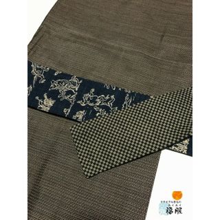 新品 角帯 男物 綿 濃紺地に鳥獣戯画模様 【福服特製】(浴衣帯)